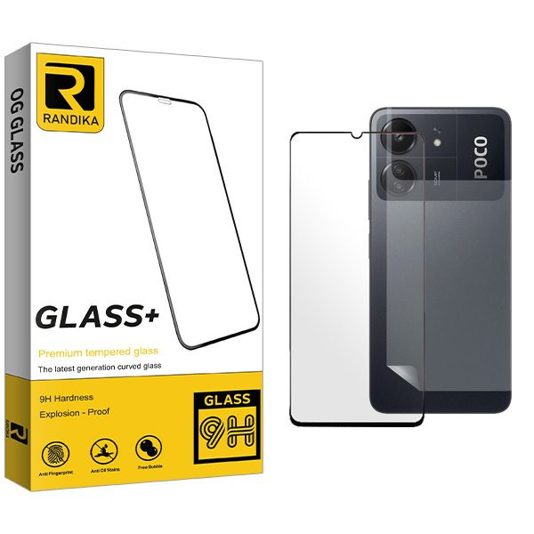 محافظ صفحه نمایش شیشه ای راندیکا مدل RK مناسب برای گوشی موبایل شیائومی Poco C65 به همراه محافظ پشت گوشی