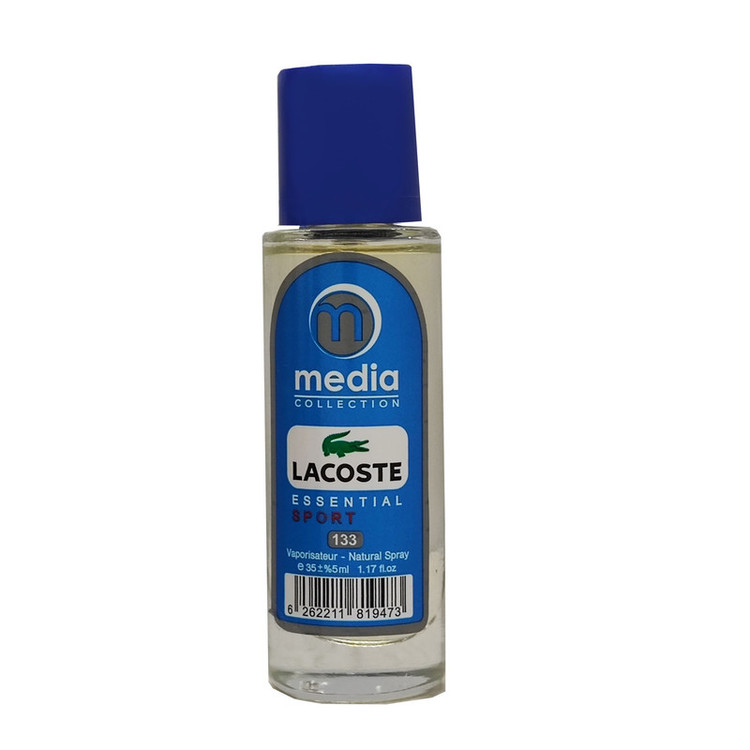 عطر جیبی مردانه مدیا مدل lacoste essential sport با رایحه خنک حجم 35 میلیلیتر