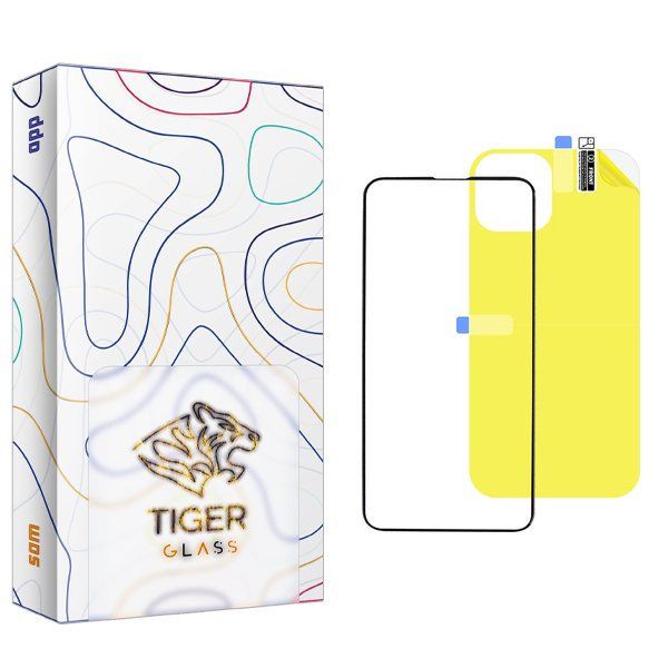 محافظ صفحه نمایش شیشه ای تایگر گلس مدل APL2 مناسب برای گوشی موبایل اپل iPhone 15 Pro Max به همراه محافظ پشت گوشی