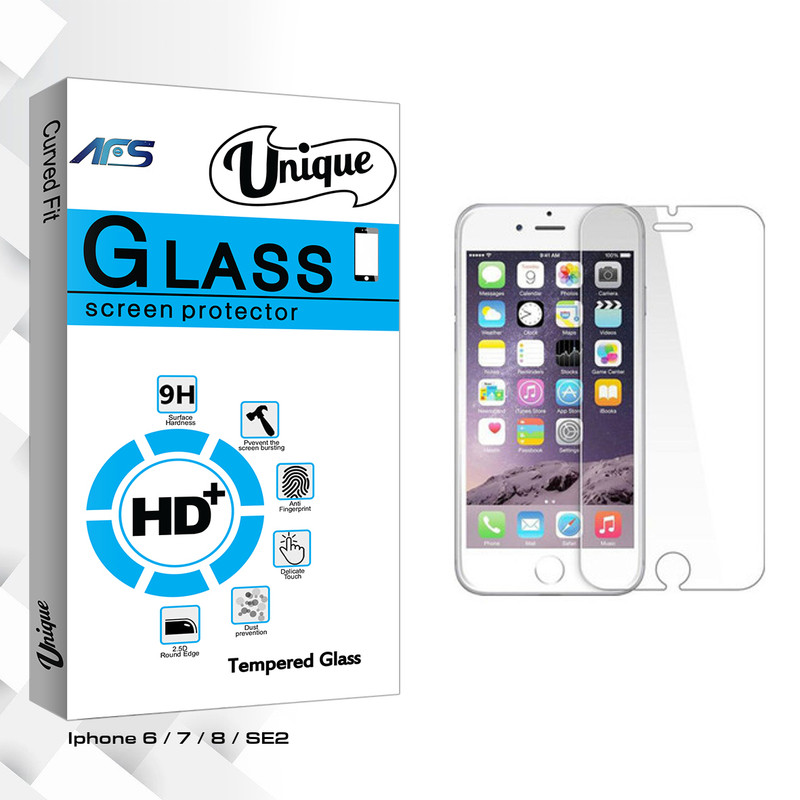 محافظ صفحه نمایش ای اف اس مدل Unique Glass مناسب برای گوشی موبایل اپل Iphone 6/7/8/SE2