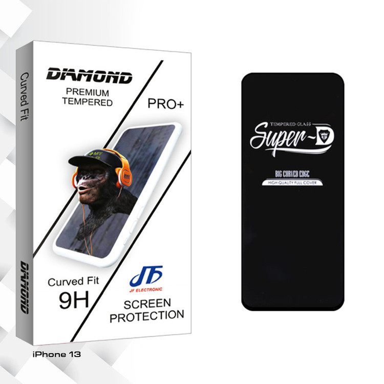 محافظ صفحه نمایش جی اف مدل Diamond Glass Super-D مناسب برای گوشی موبایل اپل iPhone 13