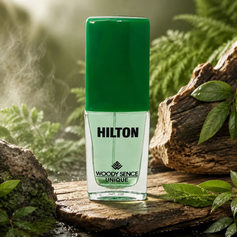 عطر جیبی مردانه وودی سنس مدل Hilton با رایحه شیرین و چوبی حجم 15 میلیلیتر