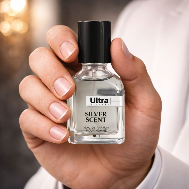 عطر جیبی مردانه اولترا ویرچوآل مدل Silver Scent با رایحه گرم حجم 30 میلیلیتر