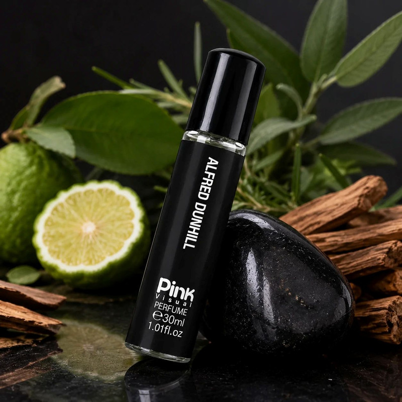 عطر جیبی مردانه پینک ویژوآل مدل Alfred Dunhil با رایحه تلخ و چوبی حجم 30 میلیلیتر