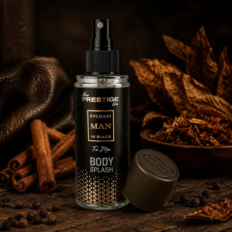 بادی اسپلش مردانه نیو پرستیژ کالر مدل BVLGARI MAN IN BLACK حجم 200 میلیلیتر