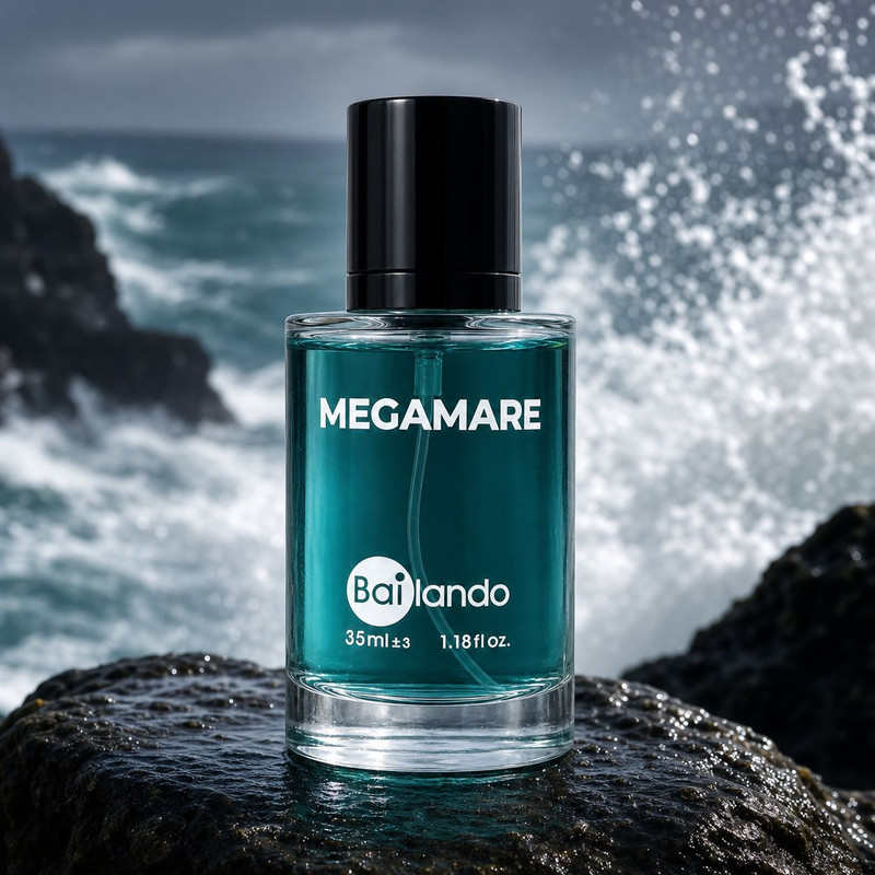 عطر جیبی زنانه و مردانه بایلندو مدل Megamare NB با رایحه خنک و دریایی حجم 35 میلیلیتر