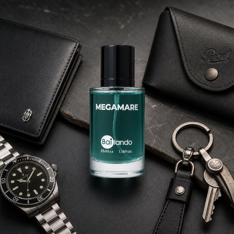 عطر جیبی زنانه و مردانه بایلندو مدل Megamare NB با رایحه خنک و دریایی حجم 35 میلیلیتر