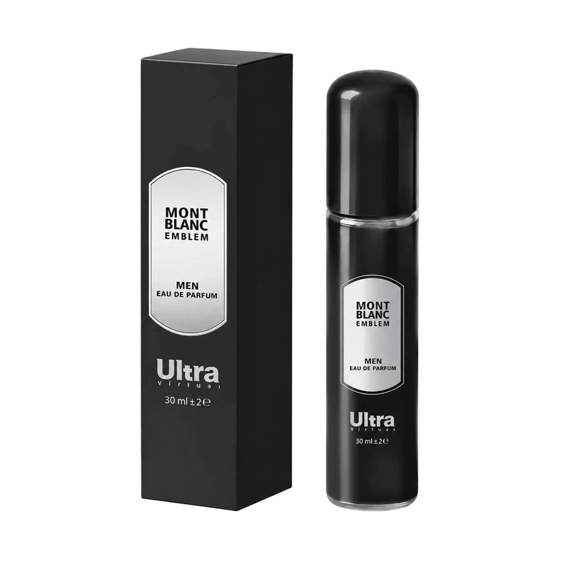 عطر جیبی مردانه اولترا ویرچوآل مدل Mont Blanc Emblem با رایحه تند و چوبی حجم 30 میلی‌لیتر