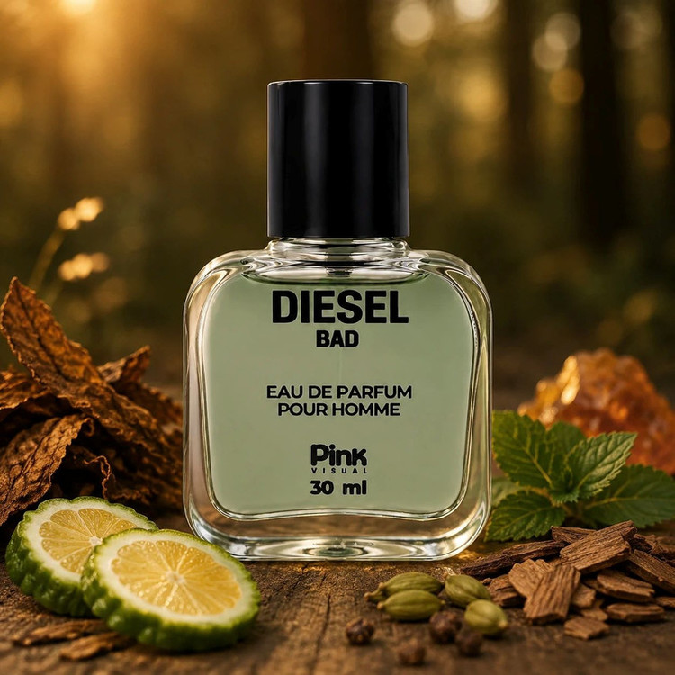 عطر جیبی مردانه پینک ویژوآل مدل Bad Diesel با رایحه تلخ و چوبی حجم 30 میلیلیتر
