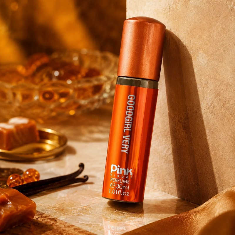 عطر جیبی زنانه پینک ویژوآل مدل Good Girl Very با رایحه شیرین و گلی حجم 30 میلیلیتر