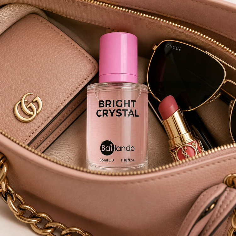عطر جیبی زنانه بایلندو مدل Bright Crystal NB با رایحه شیرین و میوه ای حجم 35 میلیلیتر