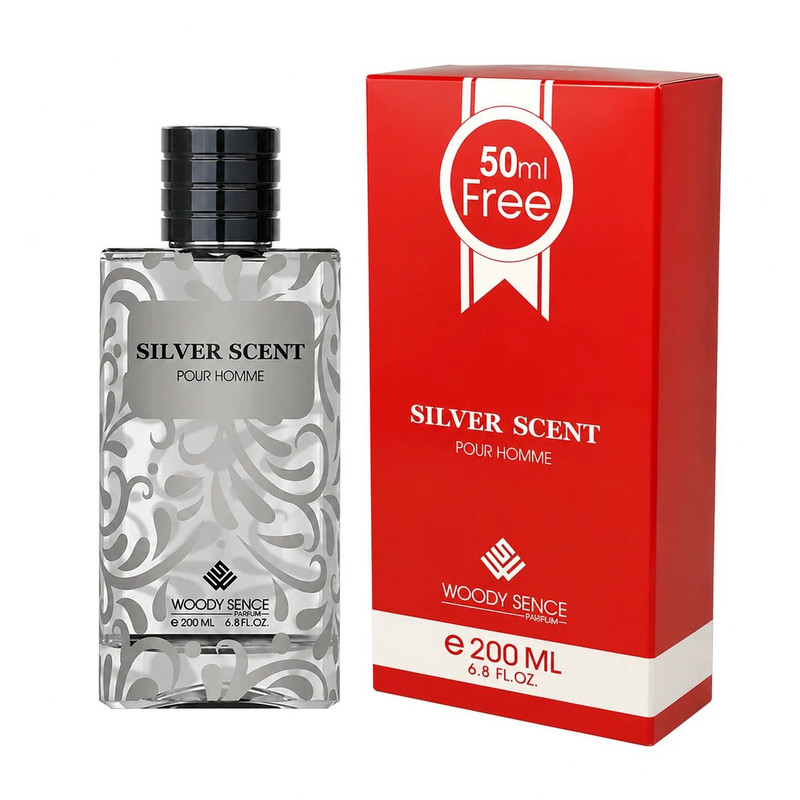 ادو پرفیوم مردانه وودی سنس مدل SILVER SCENT با رایحه گرم و شیرین حجم 200 میلی لیتر