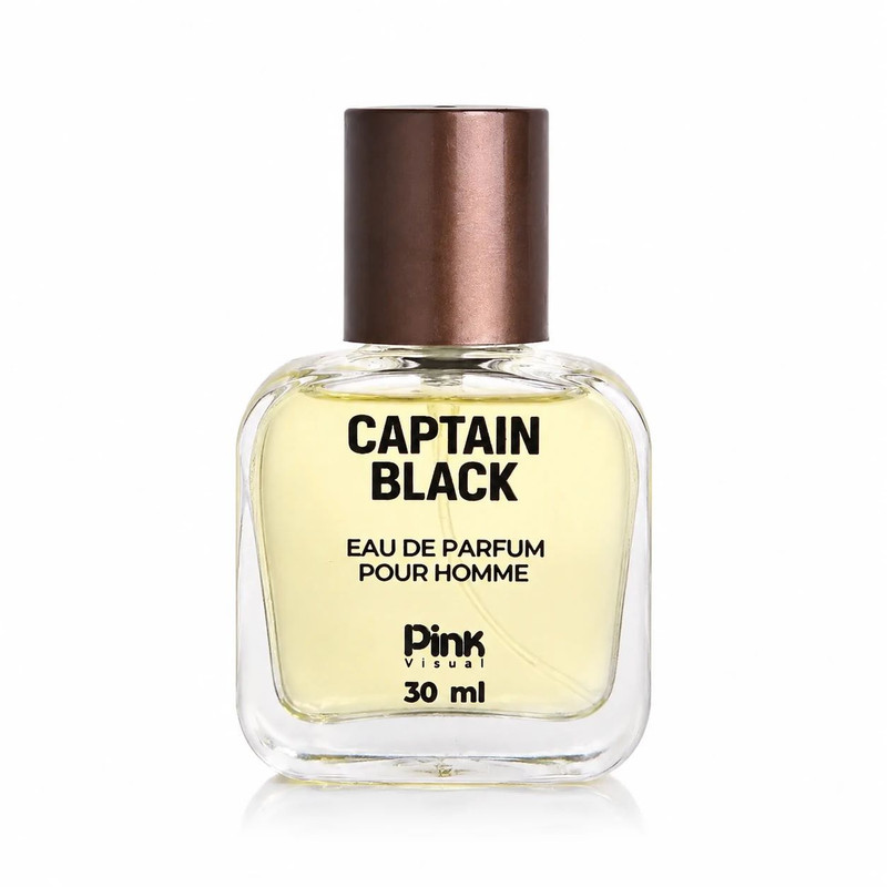 عطر جیبی مردانه پینک ویژوآل مدل Captain Black با رایحه گرم و چوبی حجم 30 میلی‌لیتر