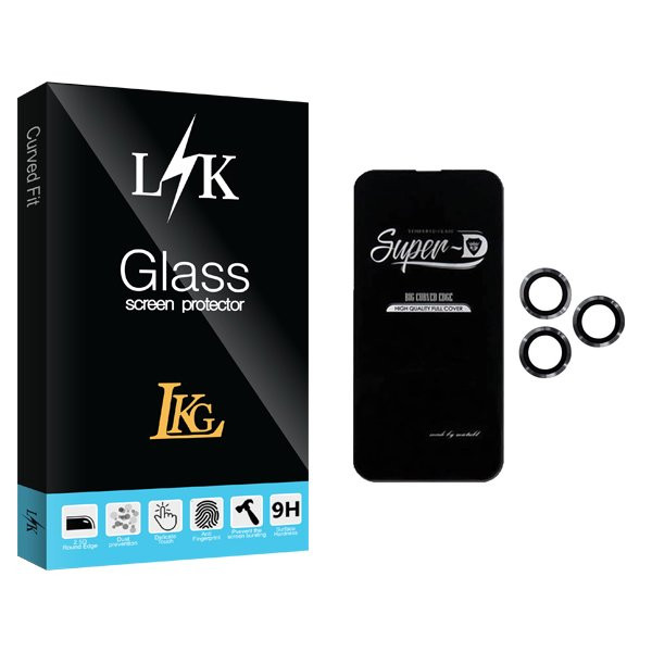 محافظ صفحه نمایش ال کا جی مدل LKK SuperD مناسب برای گوشی موبایل اپل iPhone 13 Pro به همراه محافظ لنز گوشی