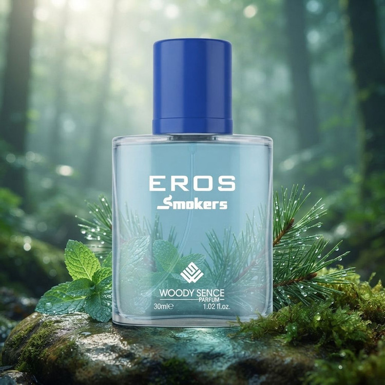 عطر جیبی مردانه وودی سنس مدل Eros Smokers با رایحه شیرین و سرخس گونه حجم 30 میلیلیتر