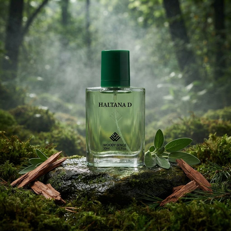 عطر جیبی مردانه وودی سنس مدل Haltana D با رایحه تند و چوبی حجم 30 میلیلیتر