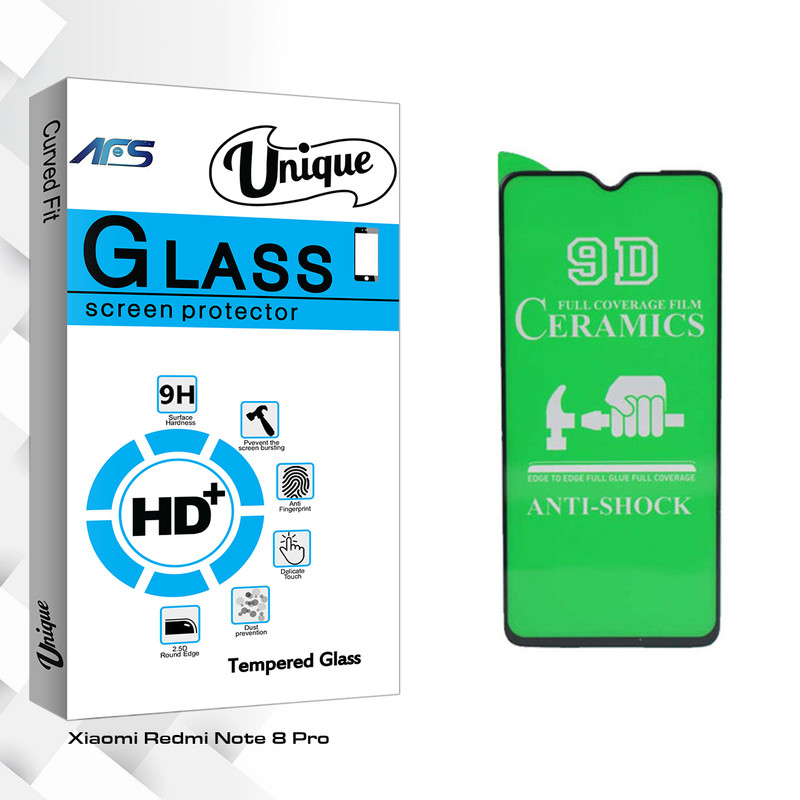 محافظ صفحه نمایش سرامیکی ای اف اس مدل Unique Glass مناسب برای گوشی موبایل شیائومی Redmi Note 8 Pro