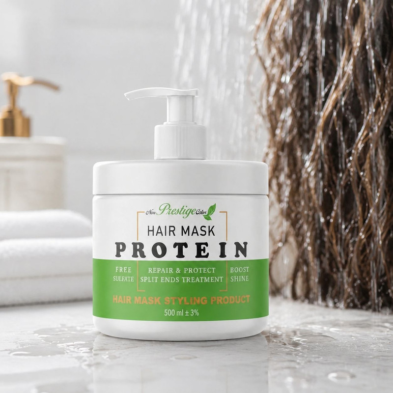 ماسک مو ترمیم کننده نیو پرستیژ کالر مدل Protein مناسب برای انواع مو حجم 500 میلی لیتر