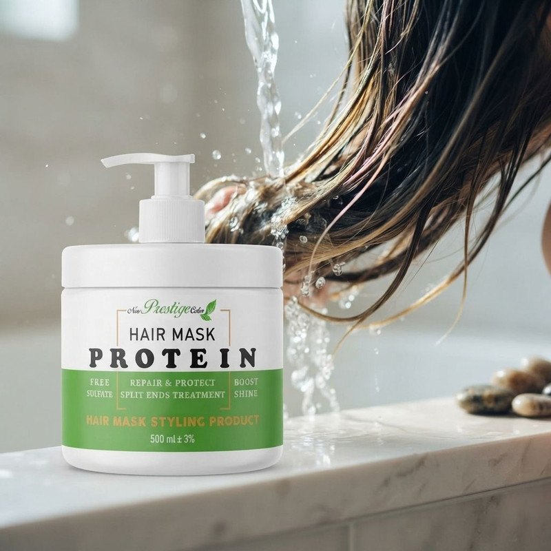 ماسک مو ترمیم کننده نیو پرستیژ کالر مدل Protein مناسب برای انواع مو حجم 500 میلی لیتر