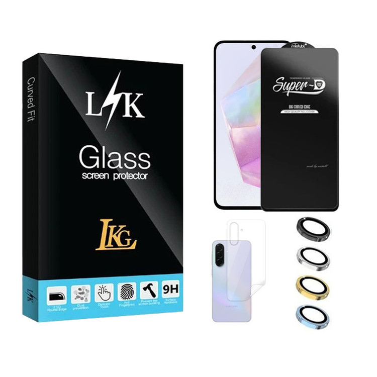 محافظ لنز دوربین ال کا جی مدل LKK Ringi مناسب برای گوشی موبایل سامسونگ Galaxy A36 5G به همراه محافظ صفحه نمایش و محافظ پشت گوشی