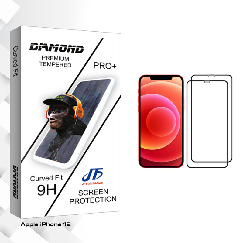 محافظ صفحه نمایش جی اف مدل Diamond glass مناسب برای گوشی موبایل اپل iPhone 12 بسته دو عددی