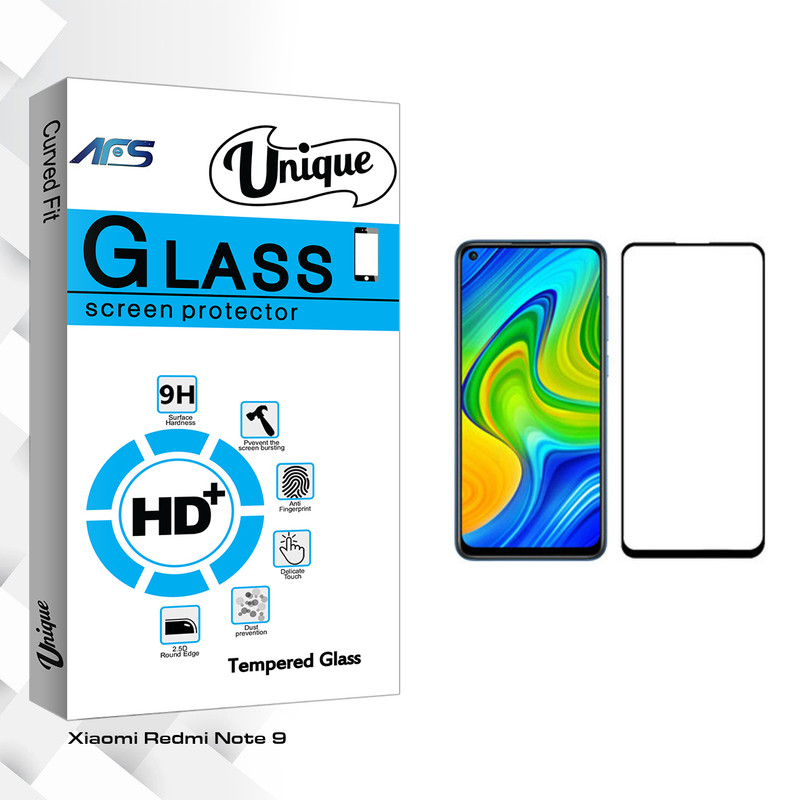 محافظ صفحه نمایش ای اف اس مدل Unique Glass مناسب برای گوشی موبایل شیائومی Redmi Note 9