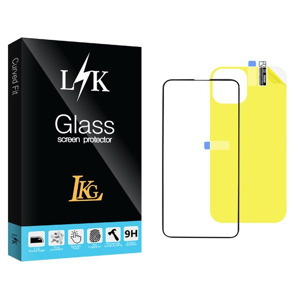 محافظ صفحه نمایش شیشه ای ال کا جی مدل LKK مناسب برای گوشی موبایل اپل iPhone 13 به همراه محافظ پشت گوشی