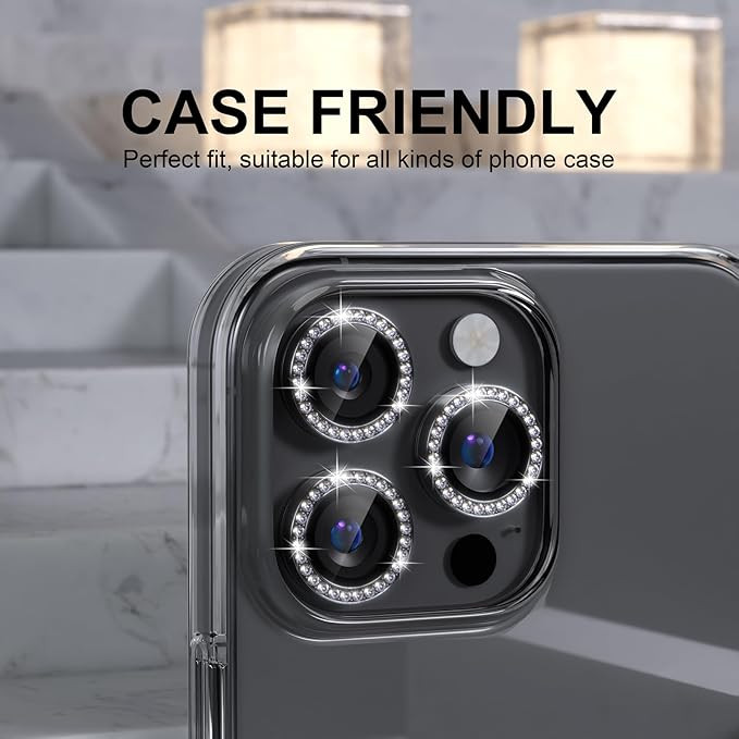 محافظ لنز دوربین ال کا جی مدل نگین دار مناسب برای گوشی موبایل اپل iPhone 13 Pro Max