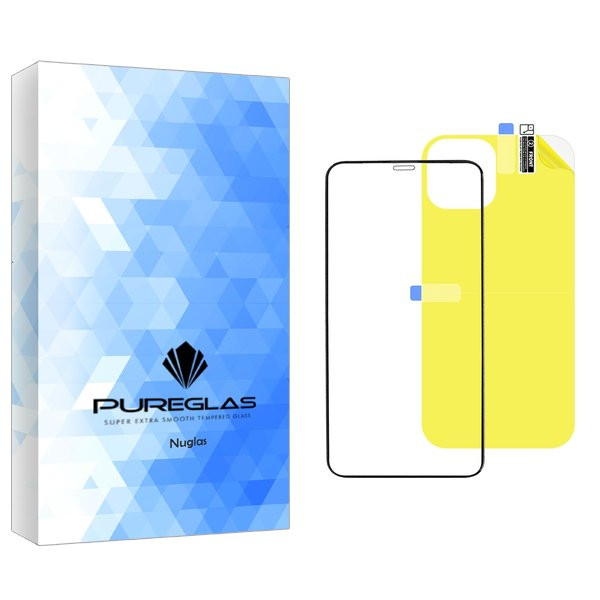 محافظ صفحه نمایش شیشه ای پیور گلس مدل NueGlas مناسب برای گوشی موبایل اپل iPhone 12 Pro Max به همراه محافظ پشت گوشی