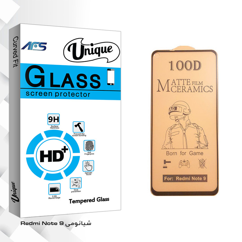 محافظ صفحه نمایش سرامیکی ای اف اس مدل Unique Glass مناسب برای گوشی موبایل شیائومی Redmi Note 9