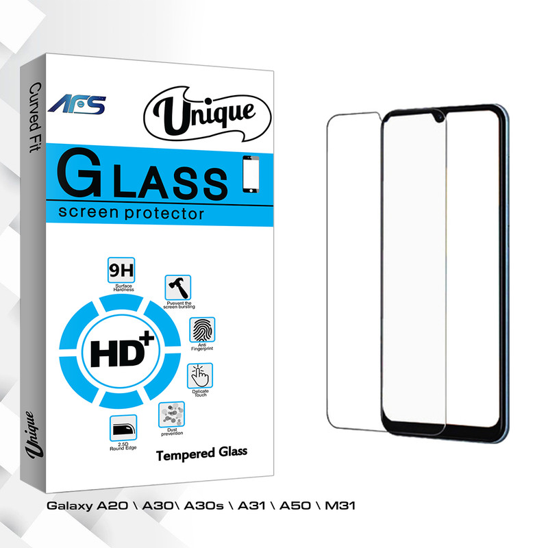 محافظ صفحه نمایش شیشه ای ای اف اس مدل Unique Glass مناسب برای گوشی موبایل سامسونگ Galaxy A20 \ A30\ A30s \ A31 \ A50 \ M31