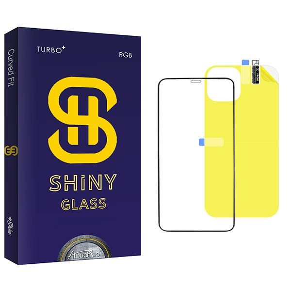 محافظ صفحه نمایش شیشه ای آتوچبو مدل Shiny مناسب برای گوشی موبایل اپل iPhone 12 Pro Max به همراه محافظ پشت گوشی