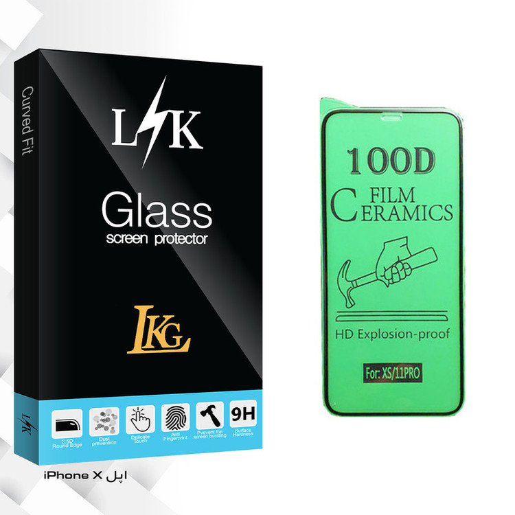 محافظ صفحه نمایش سرامیکی ال کا جی مدل LK Glass مناسب برای گوشی موبایل اپل iPhone X