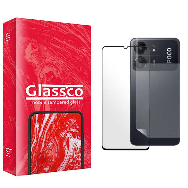 محافظ صفحه نمایش شیشه ای گلس کو مدل CGo1 مناسب برای گوشی موبایل شیائومی Poco C65 به همراه محافظ پشت گوشی