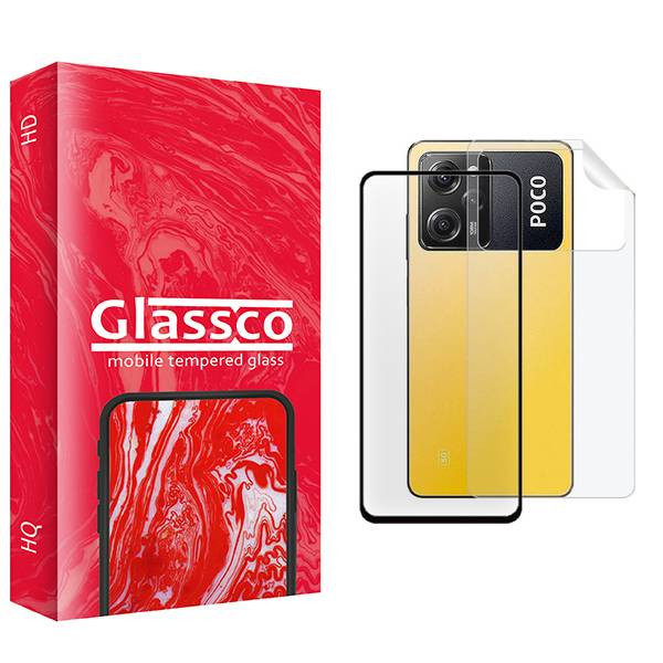 محافظ صفحه نمایش شیشه ای گلس کو مدل CGo1 مناسب برای گوشی موبایل شیائومی Poco X5 Pro به همراه محافظ پشت گوشی