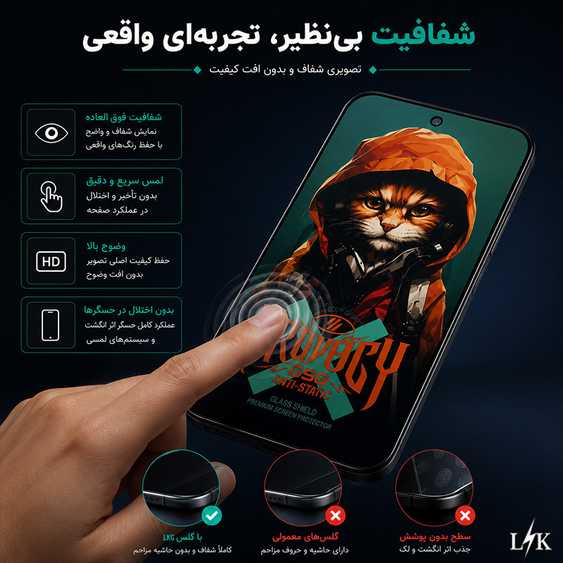 محافظ صفحه نمایش حریم شخصی ال کا جی مدل PrvKZ-Lk مناسب برای گوشی موبایل شیائومی Redmi Note 8 Pro