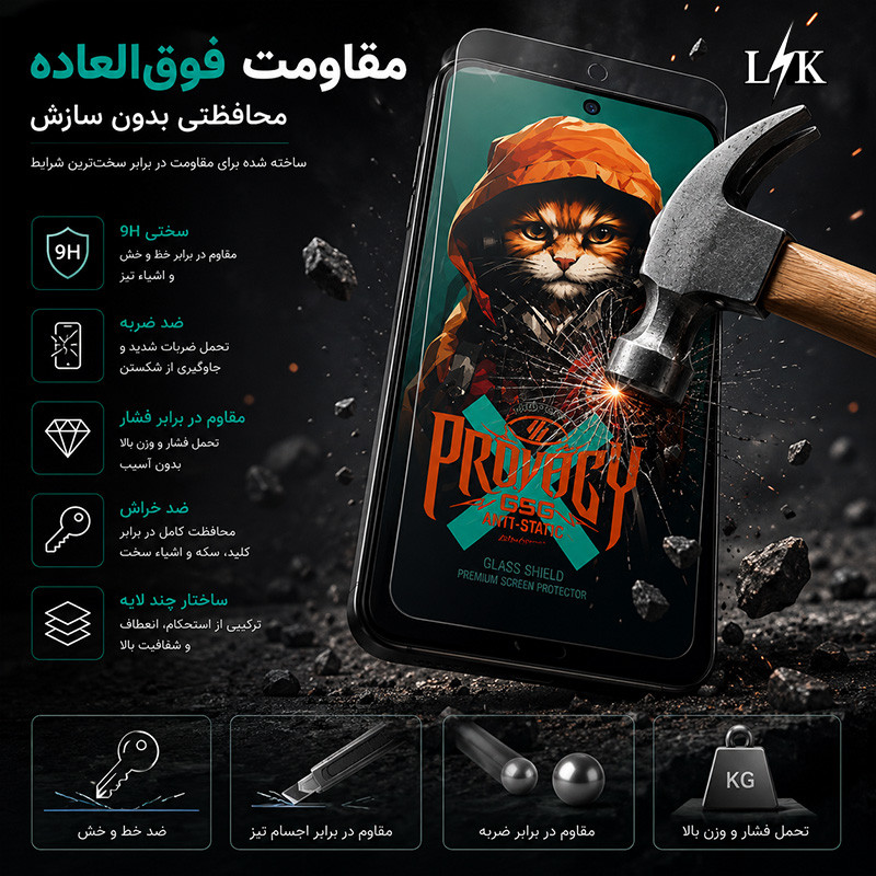 محافظ صفحه نمایش حریم شخصی ال کا جی مدل PrvKZ-Lk مناسب برای گوشی موبایل شیائومی Redmi Note 8 Pro