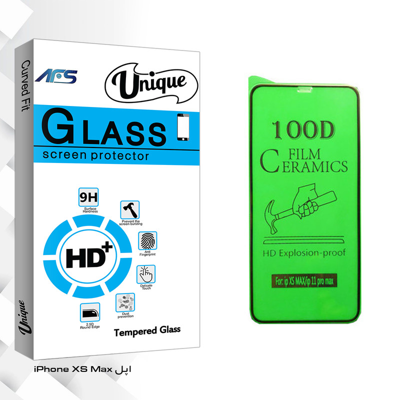 محافظ صفحه نمایش سرامیکی ای اف اس مدل Unique Glass مناسب برای گوشی موبایل اپل iPhone XS Max