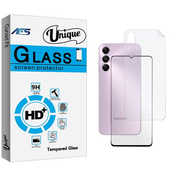محافظ صفحه نمایش شیشه ای ای اف اس مدل Unique مناسب برای گوشی موبایل سامسونگ Galaxy A25 به همراه محافظ پشت گوشی
