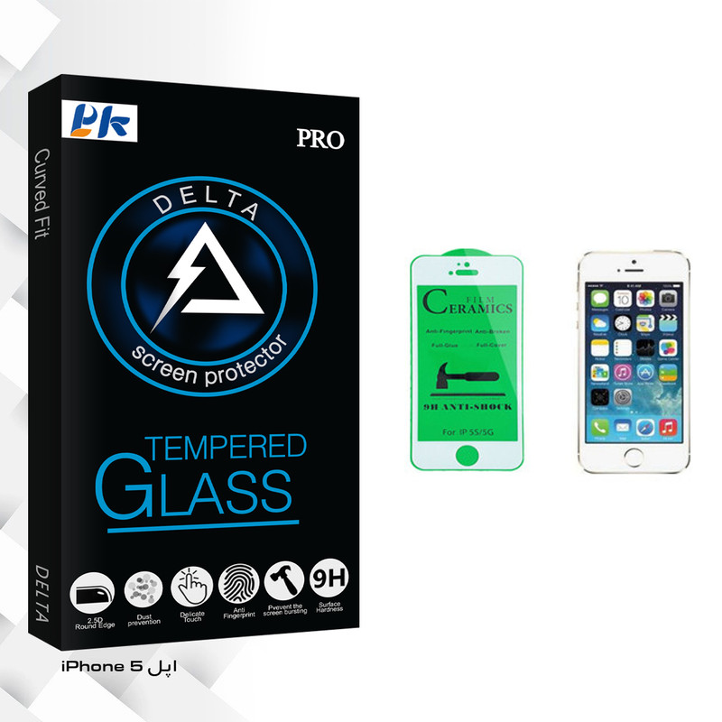 محافظ صفحه نمایش سرامیکی پی کی مدل Delta Glass مناسب برای گوشی موبایل اپل iPhone 5