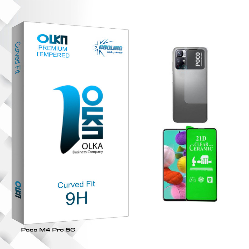 محافظ صفحه نمایش سرامیکی شفاف کولینگ مدل Olka Pro مناسب برای گوشی موبایل شیائومی Poco M4 Pro 5G به همراه محافظ پشت گوشی