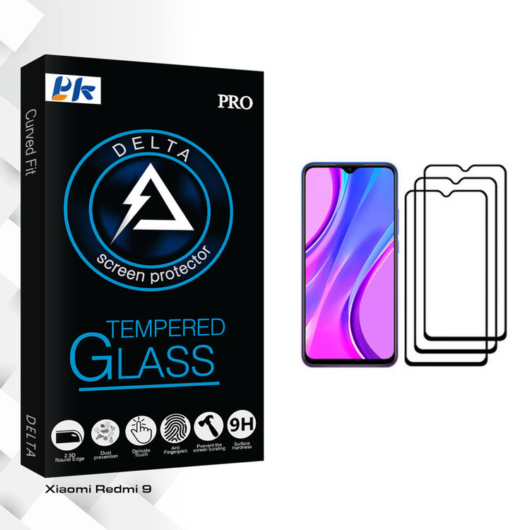 محافظ صفحه نمایش پی کی مدل Delta Glass مناسب برای گوشی موبایل شیائومی Redmi 9 بسته سه عددی