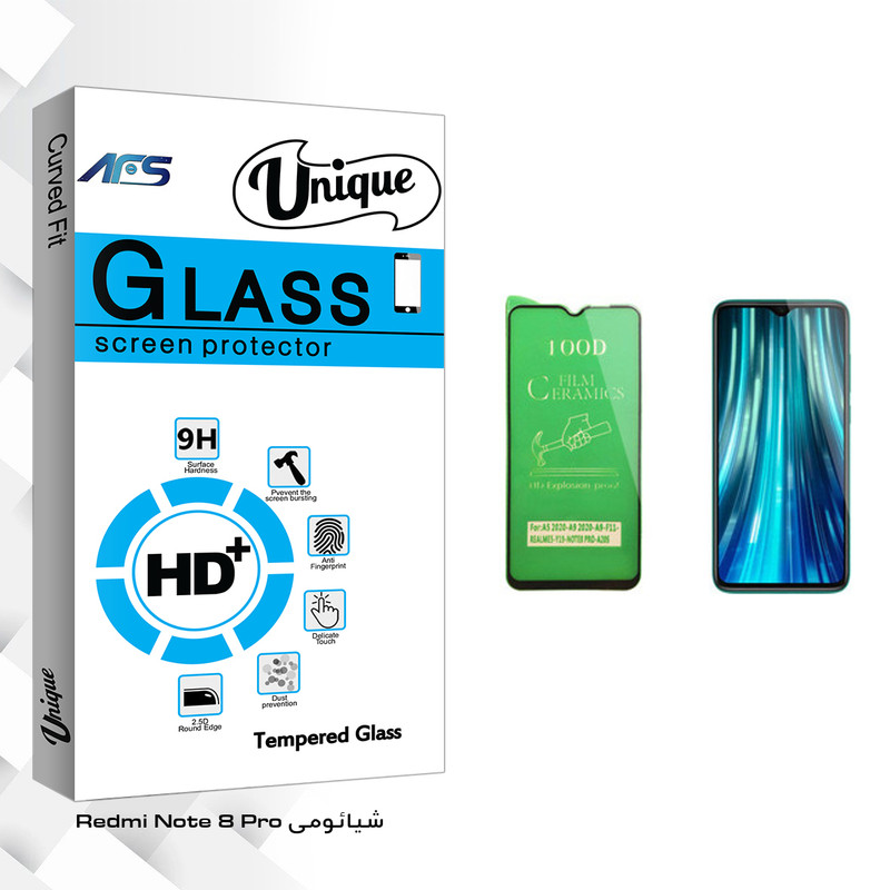 محافظ صفحه نمایش سرامیکی ای اف اس مدل Unique Glass مناسب برای گوشی موبایل شیائومی Redmi Note 8 Pro