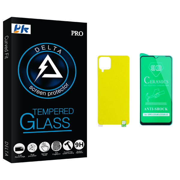 محافظ صفحه نمایش سرامیکی و پشت گوشی پی کی مدل Delta Glass مناسب برای گوشی موبایل سامسونگ Galaxy A12