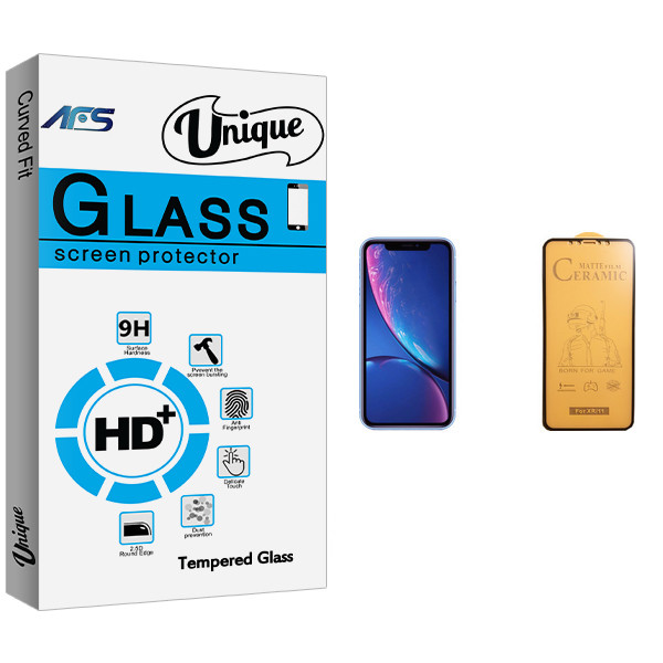 محافظ صفحه نمایش سرامیکی ای اف اس مدل Unique Glass مناسب برای گوشی موبایل اپل iPhone XR