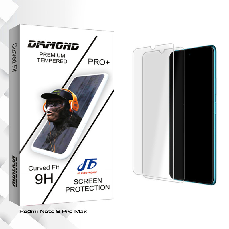 محافظ صفحه نمایش جی اف مدل Diamond Glass MIX01 مناسب برای گوشی موبایل شیائومی Redmi Note 9 Pro Max بسته دو عددی