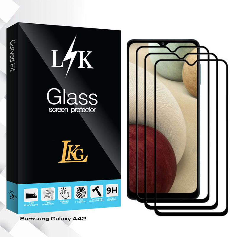 محافظ صفحه نمایش ال کا جی مدل LK Glass مناسب برای گوشی موبایل سامسونگ A42 بسته سه عددی