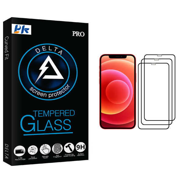 محافظ صفحه نمایش پی کی مدل Delta Glass مناسب برای گوشی موبایل اپل iPhone 12 mini بسته سه عددی