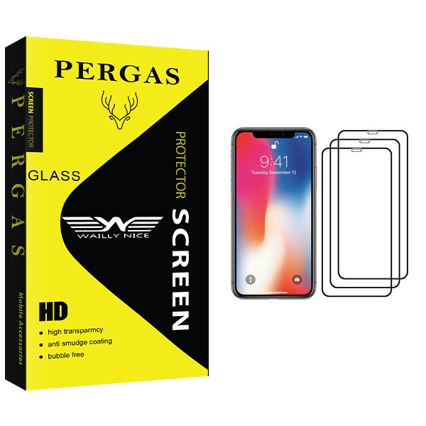 محافظ صفحه نمایش وایلی نایس مدل Pergas Glass مناسب برای گوشی موبایل اپل iPhone X بسته سه عددی