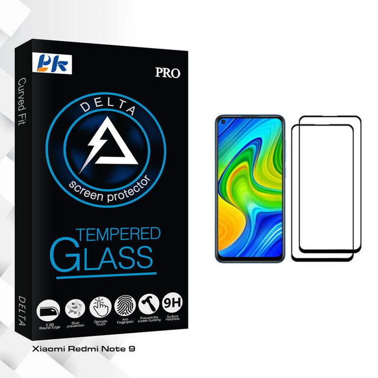 محافظ صفحه نمایش پی کی مدل Delta Glass مناسب برای گوشی موبایل شیائومی Redmi Note 9 بسته دو عددی